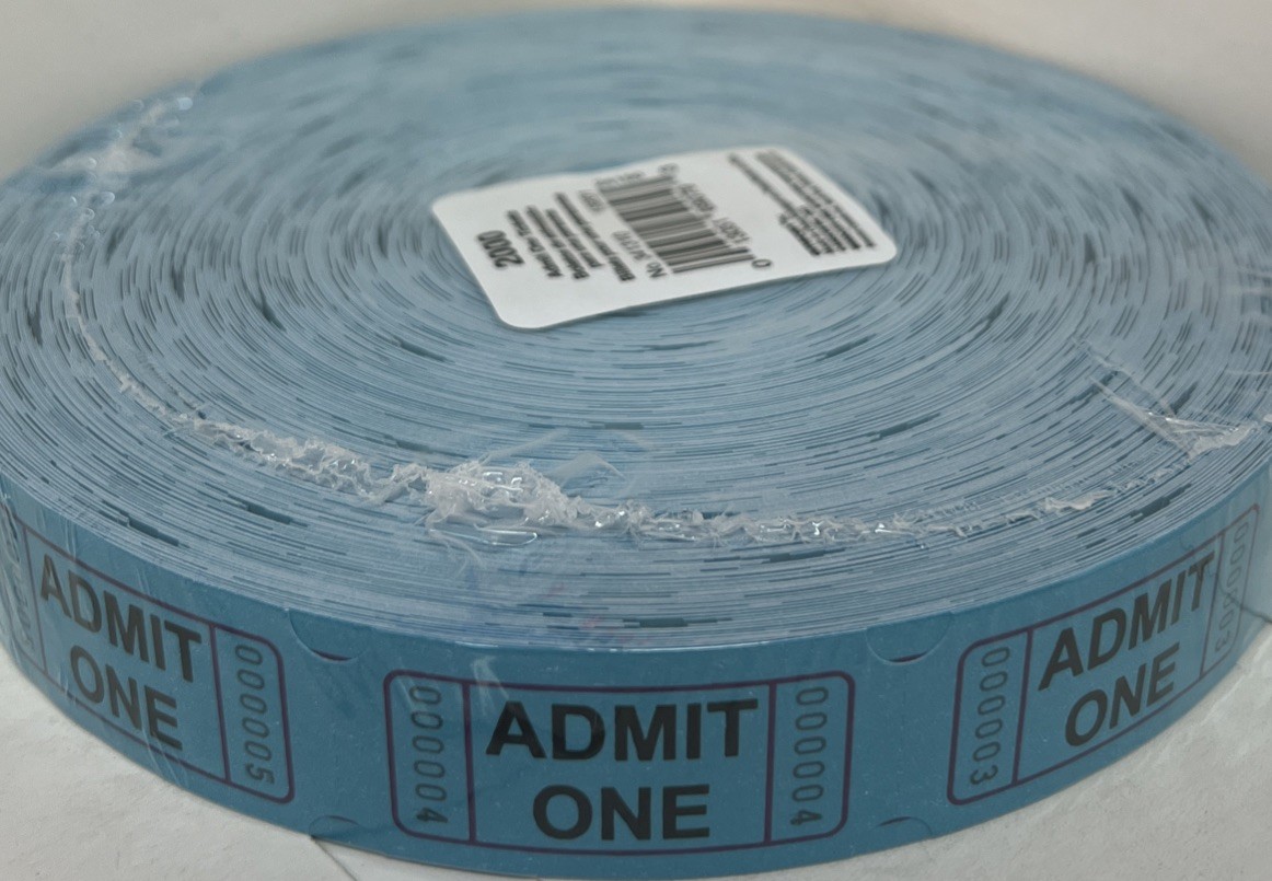 2000 Blue Tickets One Roll Admit One Tickets Each Numbered