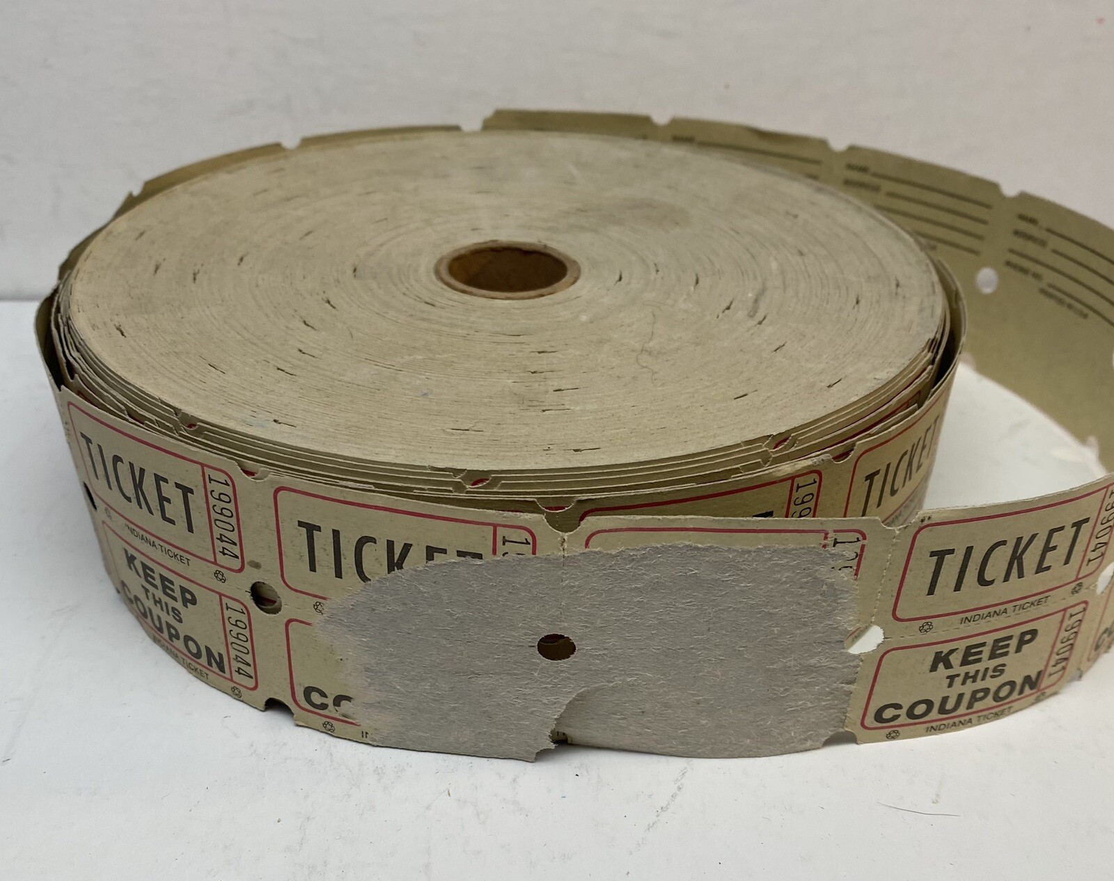 Raffle Tickets Double Stub Roll of Used Fund Raiser Festival Indiana USA