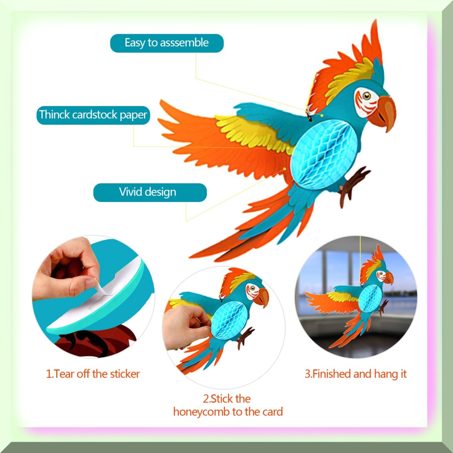 12 Tropical Parrot Paper Decorations