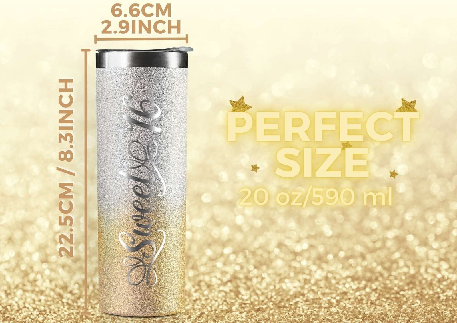 Onebttl Sweet 16 Gifts for Girls, Her, Daughter- Sweet Sixteen – 20oz/590ml S…