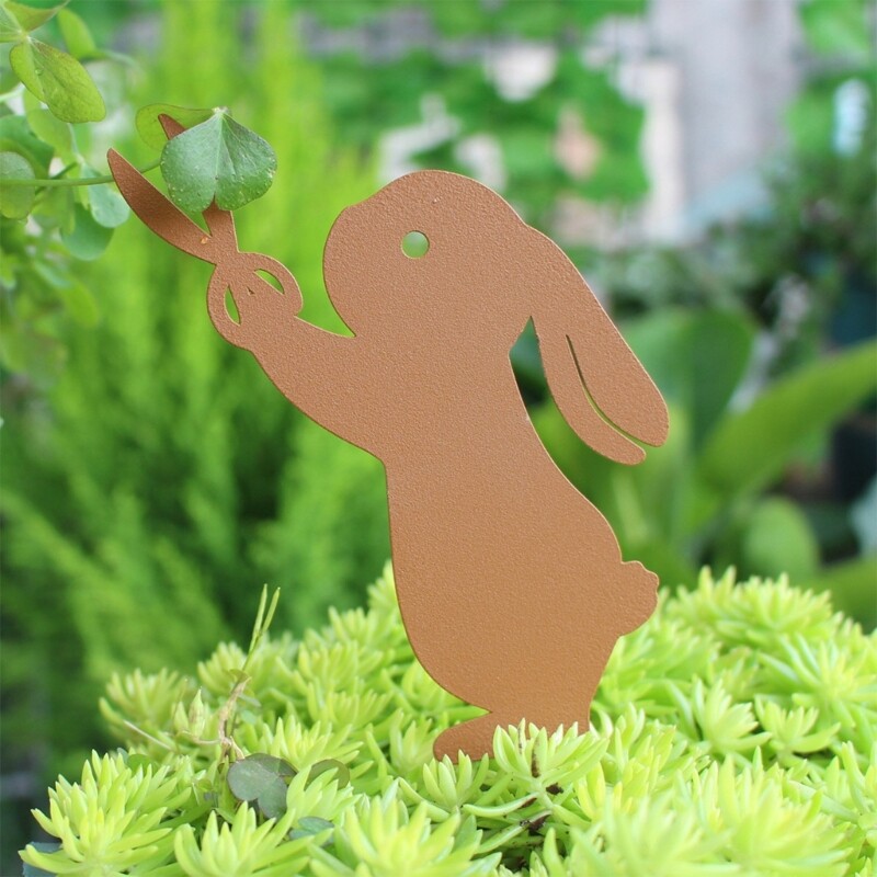 Easter Metal Stake Rabbit Statue for Indoor and Outdoor Decors Yard Sign