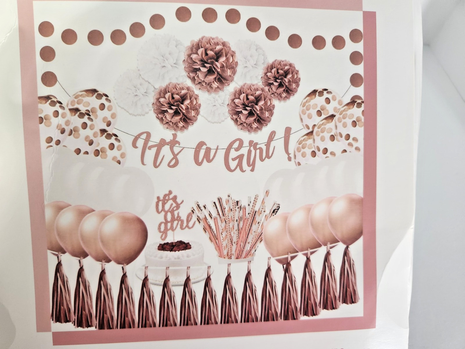 Baby Shower Party Kit ROSE GOLD “IT’S A GIRL” 3 packages for over 150 pieces