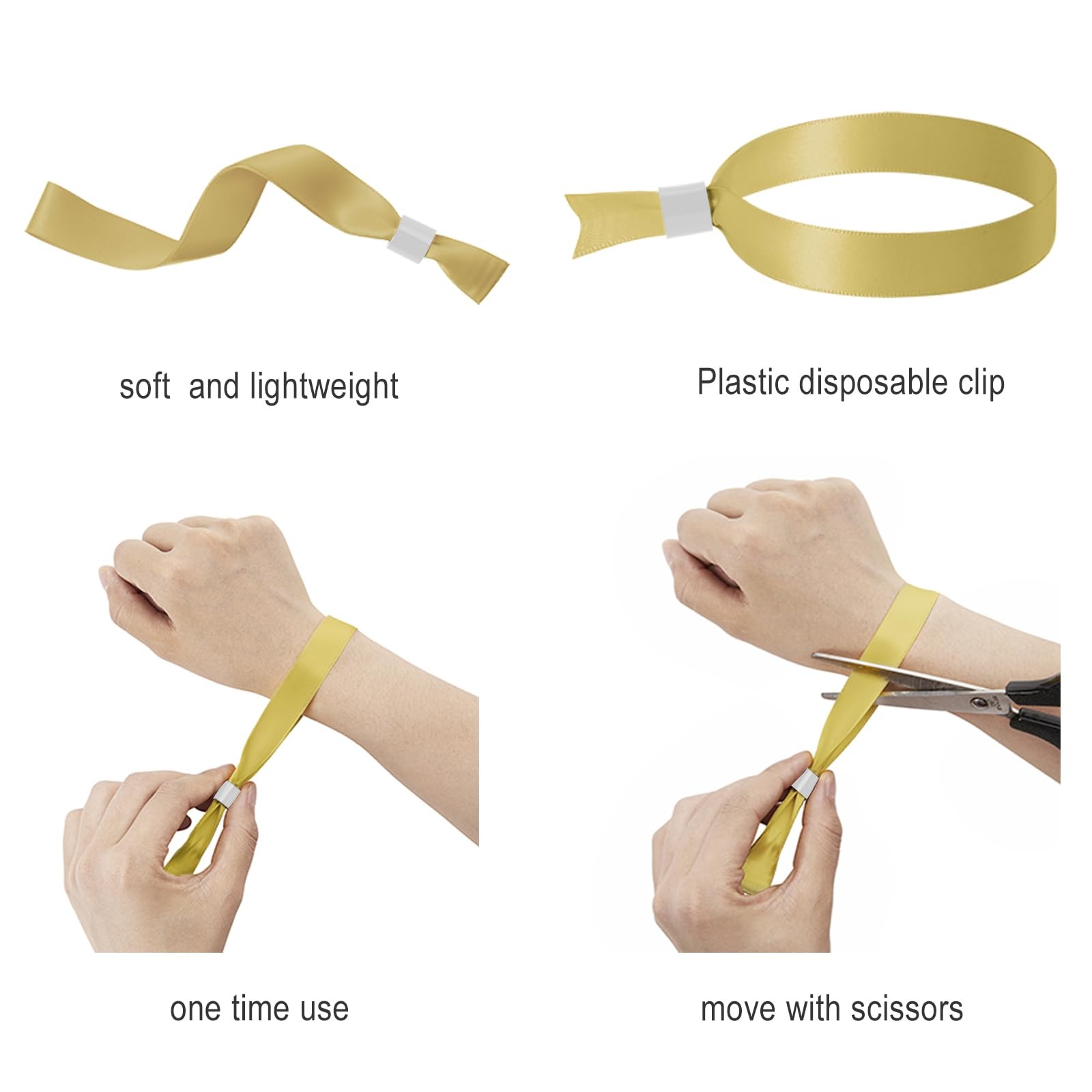100 PCS Gold Event Wristbands Admission Party 13.7×0.59 Inches