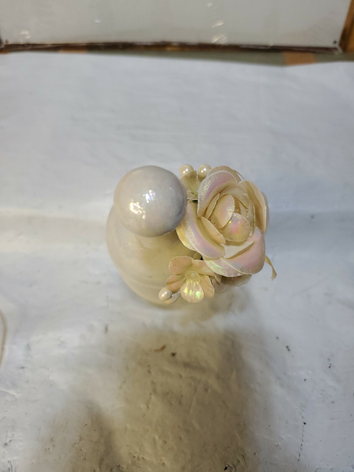 Vintage Wedding Opalescent White Porcelain Bell 2in Handle 5.5″ x 3in Floral