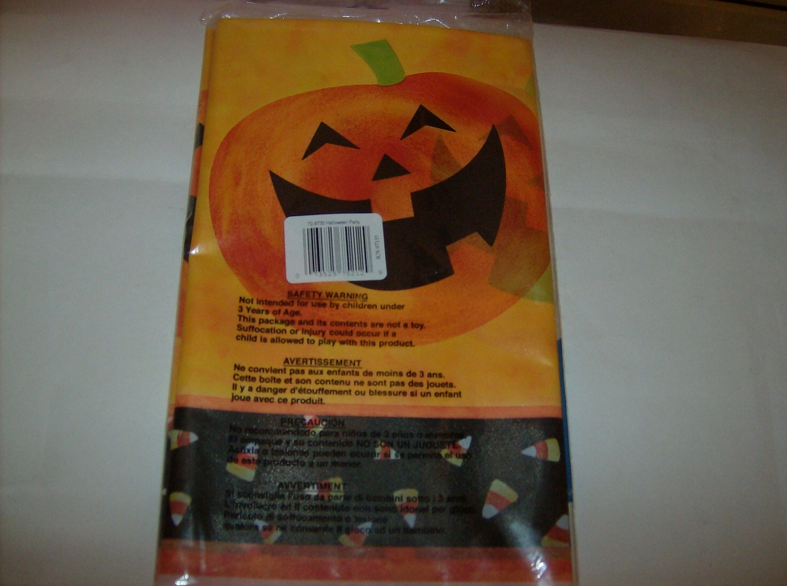 Orange Halloween Party Plastic Table Cover With Pumpkins 54 Inches X 108 Inches