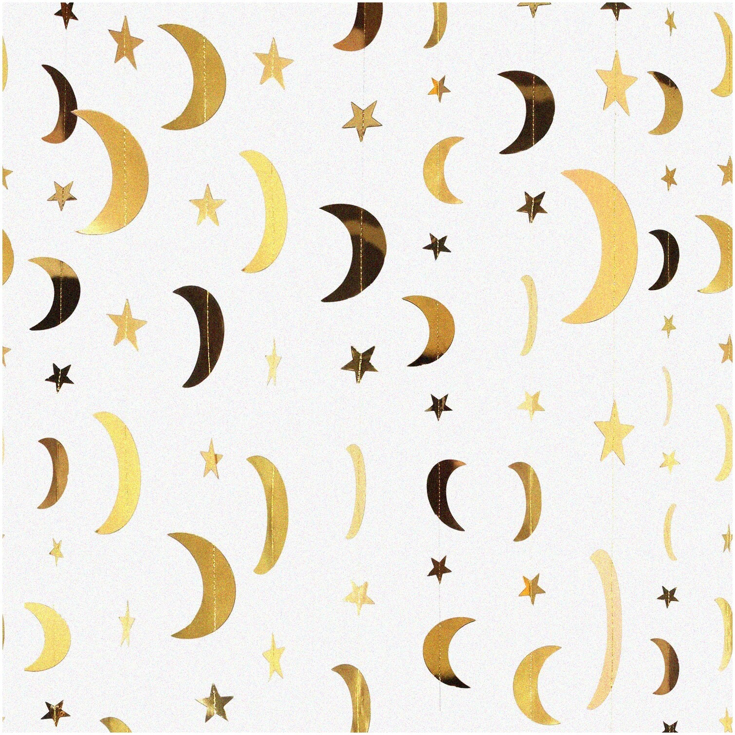 Gold Star Moon Garland 130ft for Celebrations