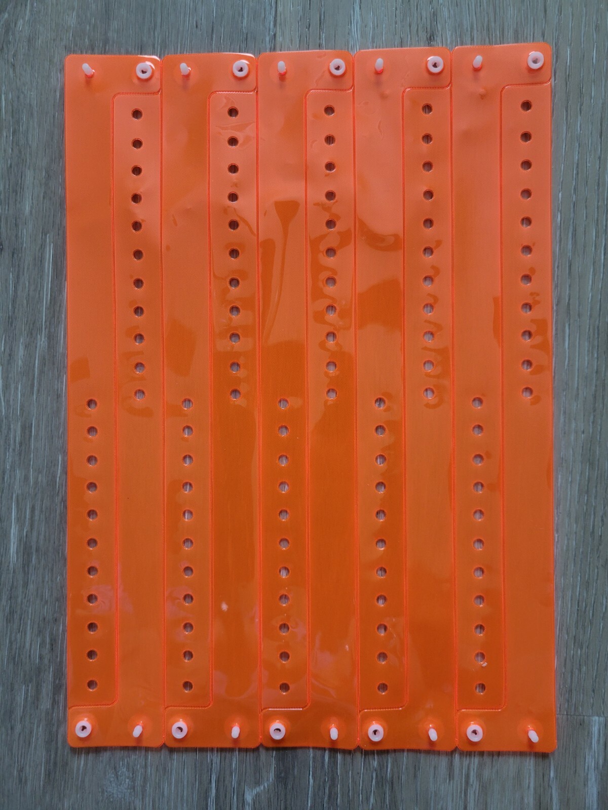 35 3/4″ NEON ORANGE BRIGHT PLASTIC/VINYL TRANSLUCENT WRISTBANDS,