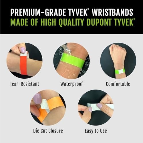 2,000 Tamper-Proof Tyvek Wristbands – 5-Color Variety Pack for Events, Parties &