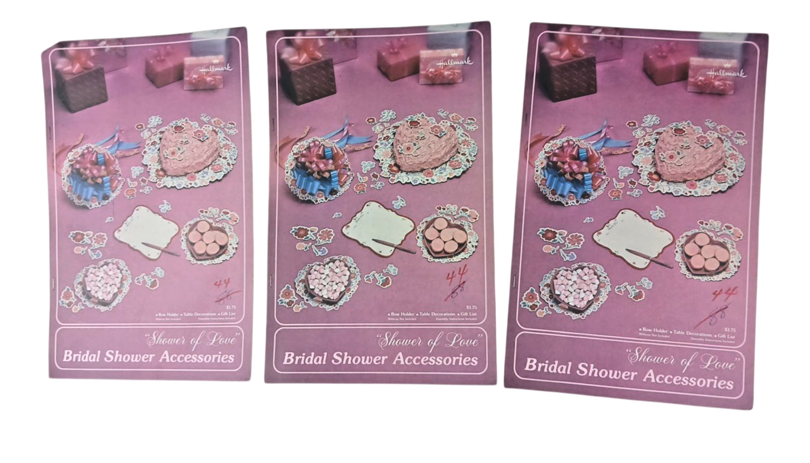 New OLD Stock Paper Wedding Bridal Table Decorations Hallmark Hearts Gift List