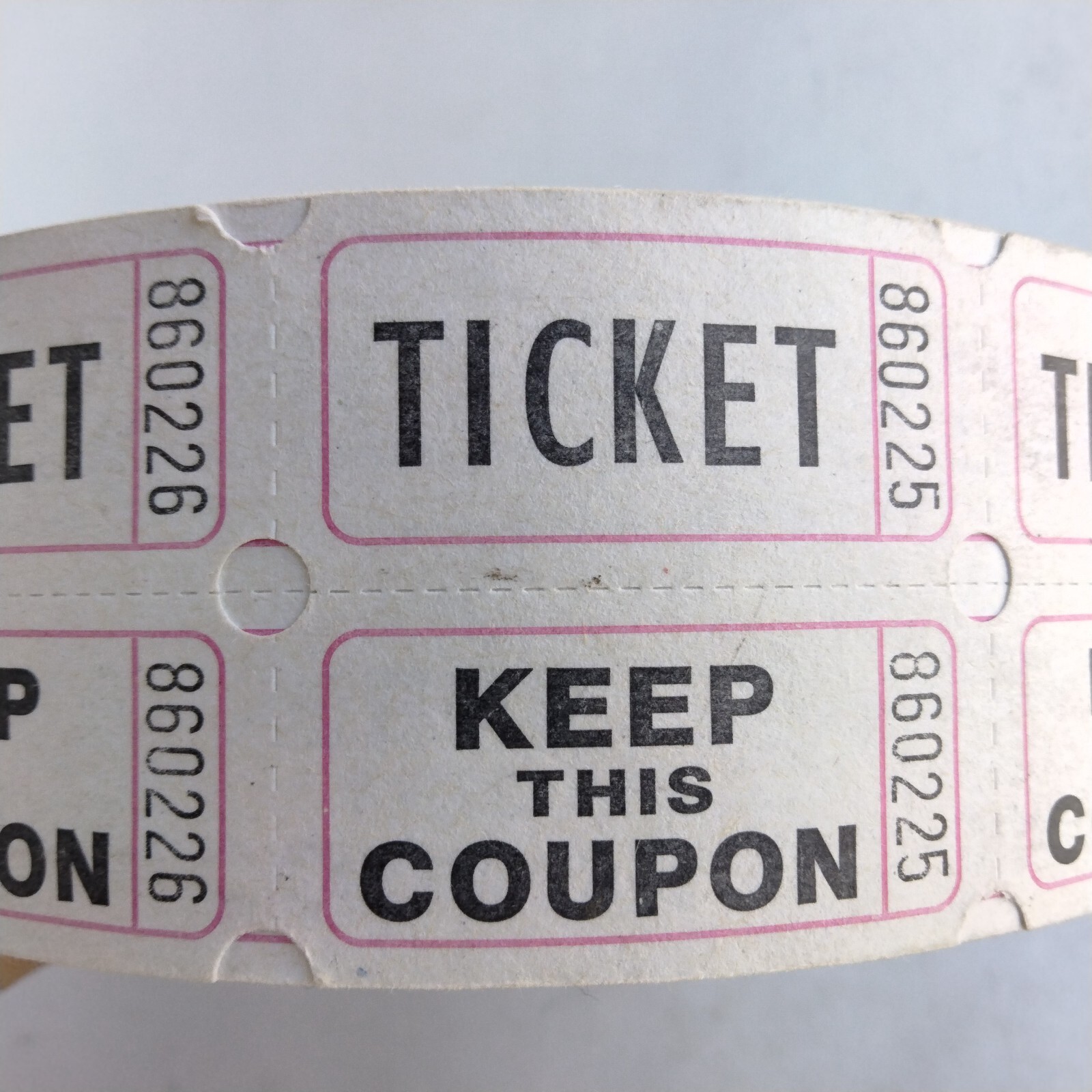 Raffle Tickets Removable Stub Right 2×2 59005 One Roll 18 Tickets Used