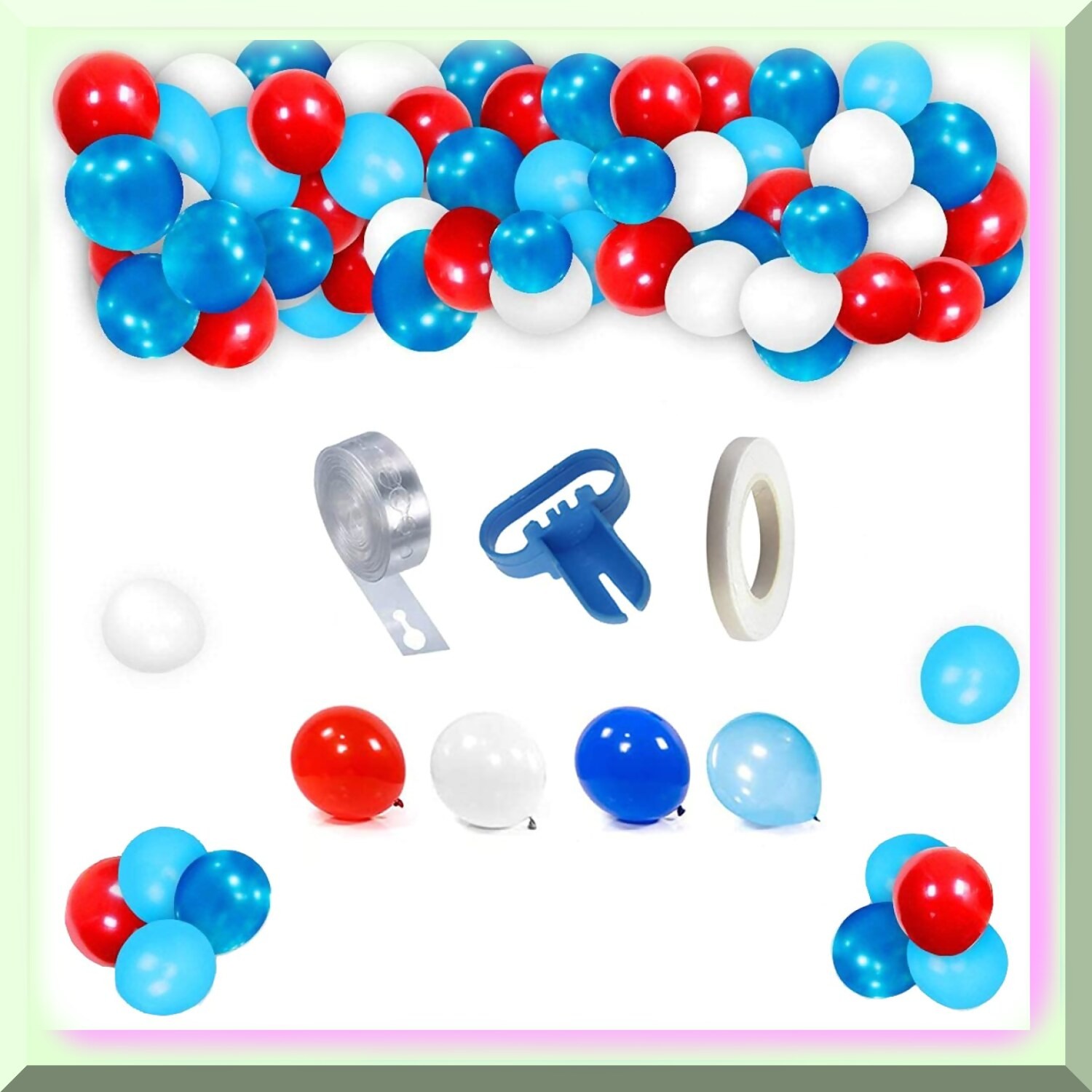 Balloon Garland Kit Red Blue White 25 Balloons