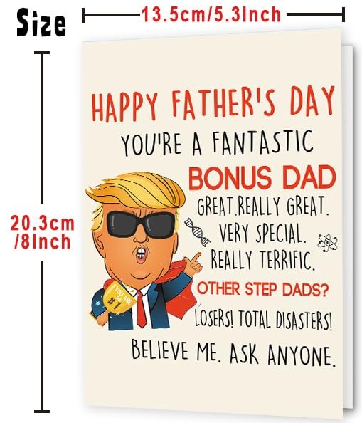 Missonemi Funny Fathers Day Card for Step Dad, Bonus Dad 5×7 inches, MS367