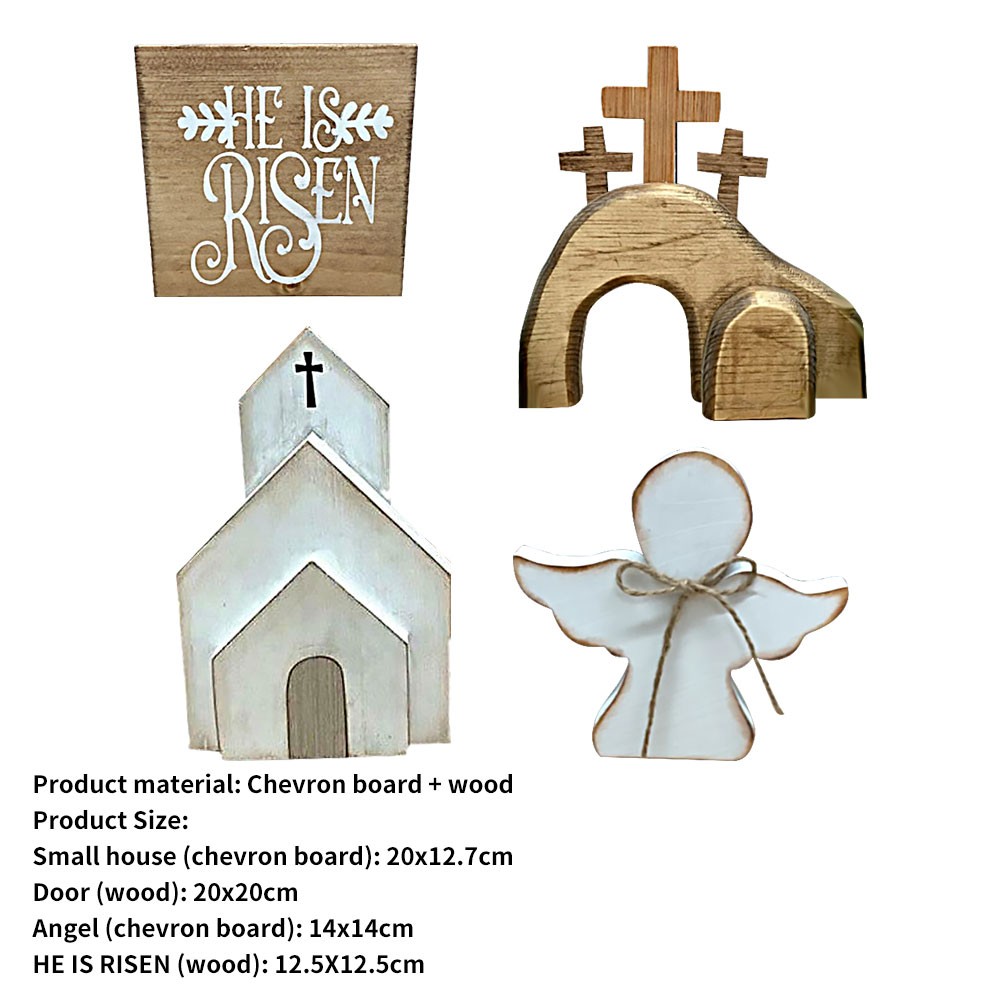 Easter Wooden Nativity Set Resurrection Scene Wooden Decor Home Ornament DIY JQ