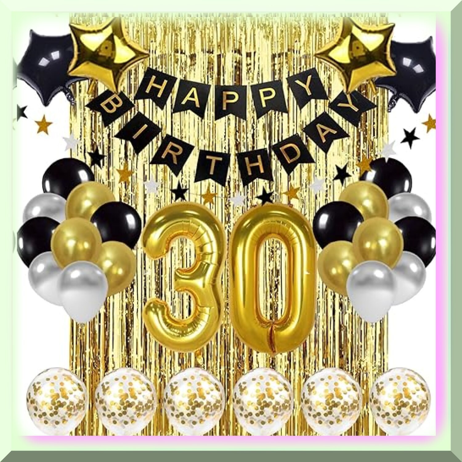 Black and Gold 30th Birthday Celebration Kit