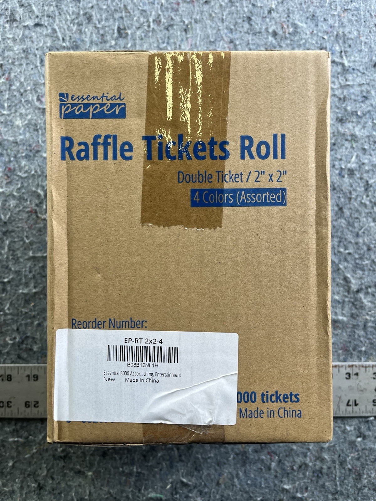 Raffle Tickets Roll 8000 Count 2×2 Double Stub 4 Colors New Sealed Box