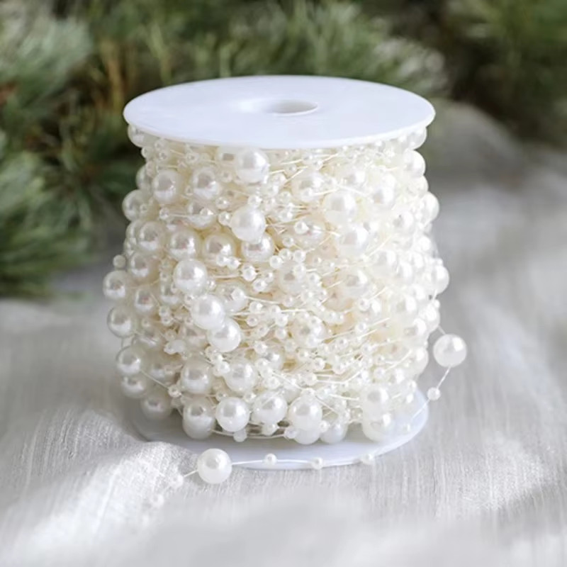 10 Meters Artificial Pearl Flower Bead Ring Chain For Christmas Tree NEW