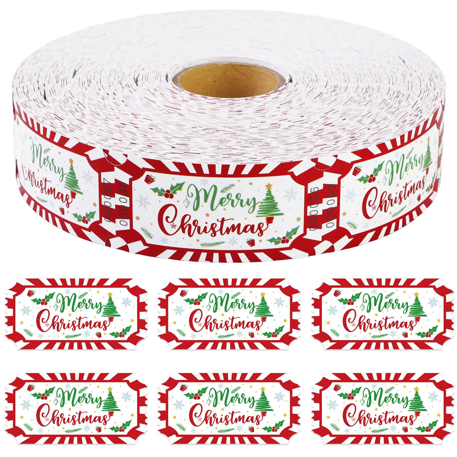 1000 PCS Merry Christmas Tree Drink Ticket Single Raffle Roll Event Party