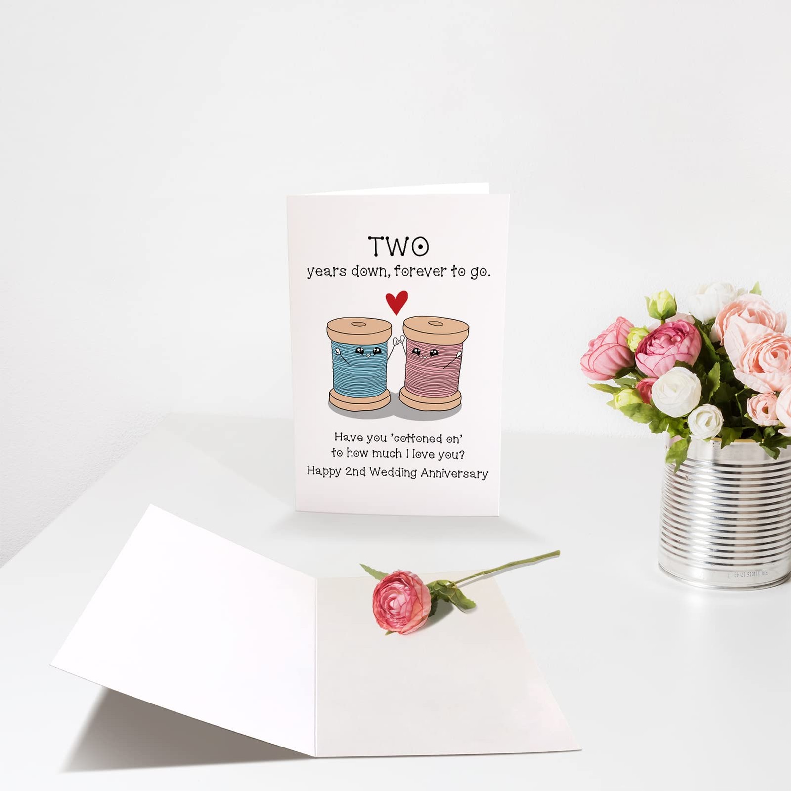 Chenive 2nd Anniversary Card for Husband 8.0 x 5.3 inches,