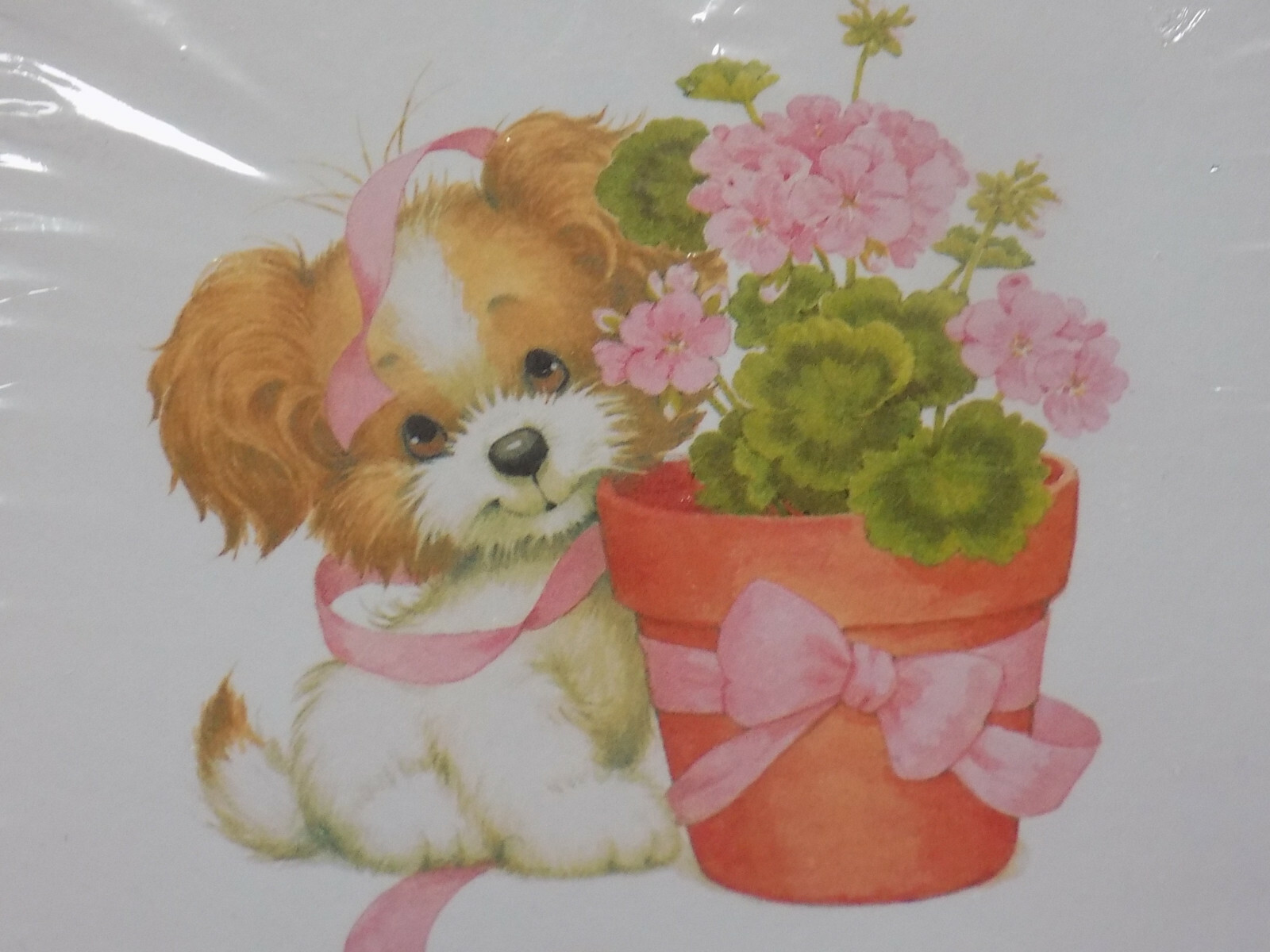 Thank You Notes Gibson 8 SEALED Puppy Flowers