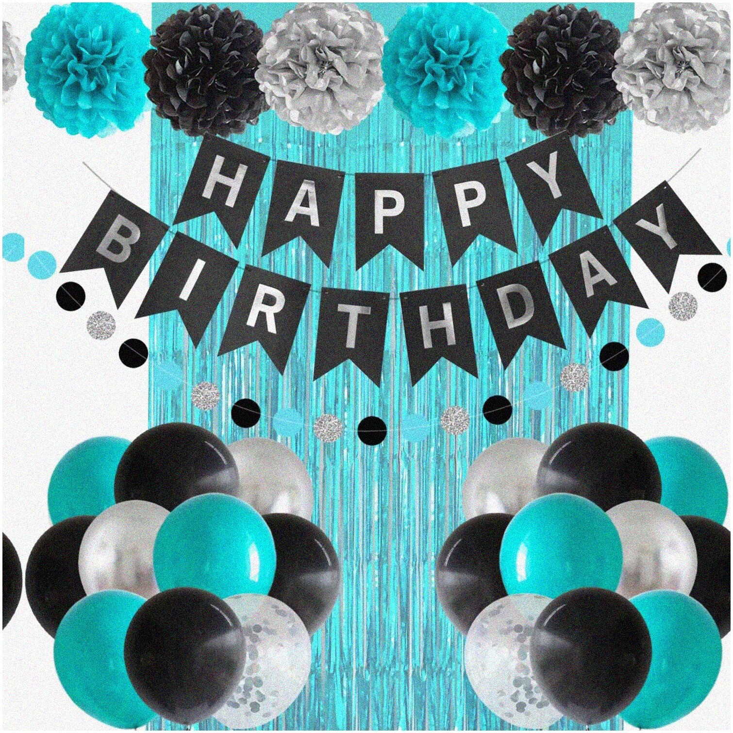 Turquoise Aqua Birthday Party Decoration Kit