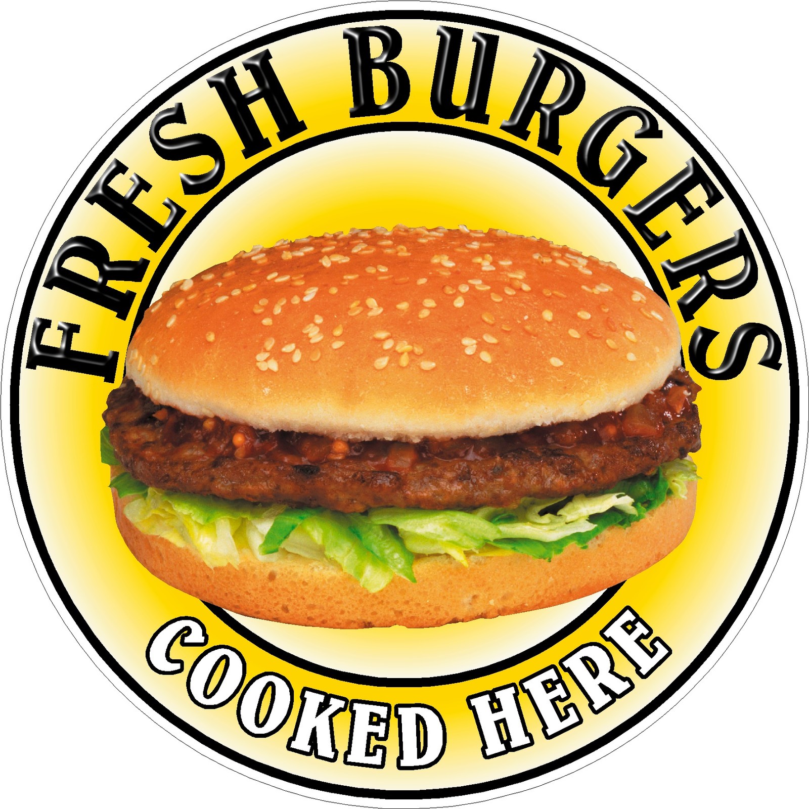 BURGERS Sticker Printed Food Catering, Cafe, Resturant