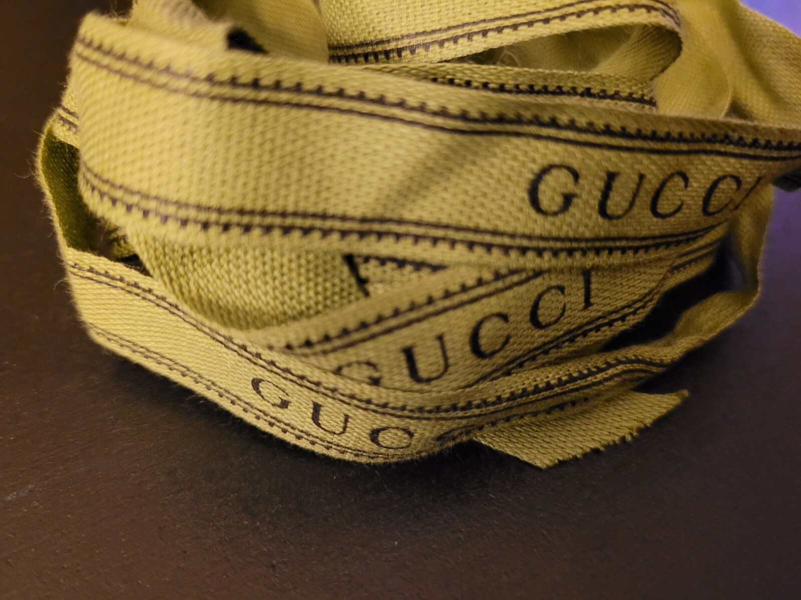 Gucci Ribbon 100 Inch Olive Green Black Luxury Gift Wrap HairTie Package Present