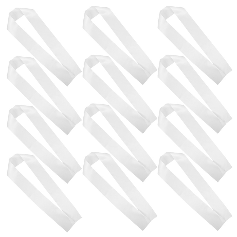 12Pcs Durable White Satin Sashes for Bridal Shower Bachelorette Party Decor