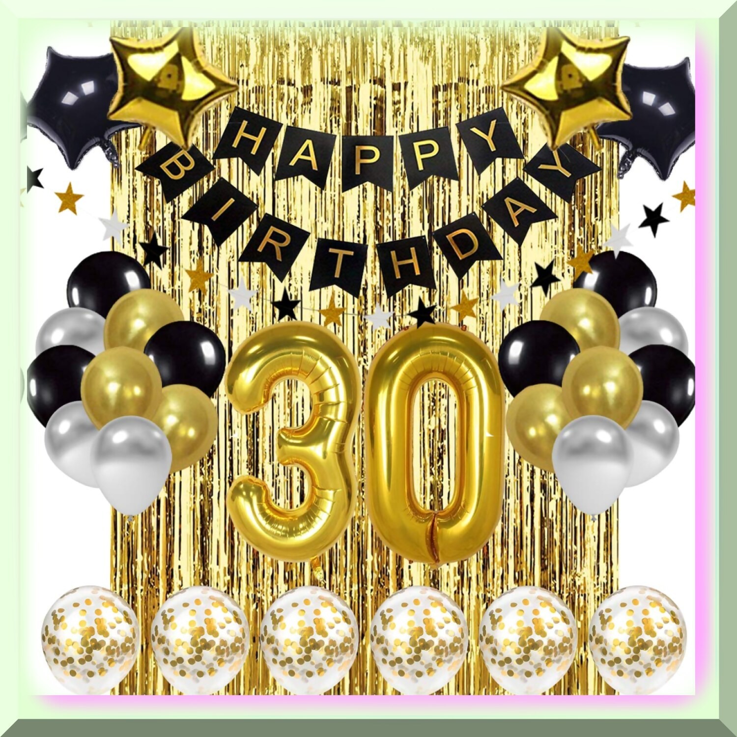 Black and Gold 30th Birthday Celebration Kit
