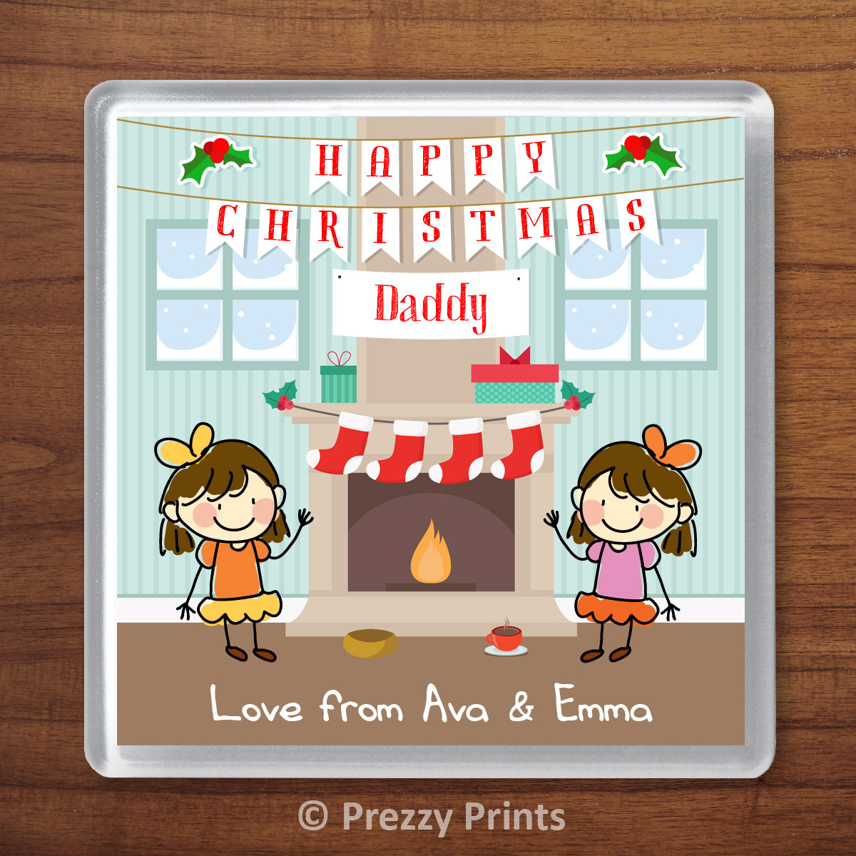 Personalised Christmas Gift Coaster From 2 Children Mummy Daddy Grandad Grandma