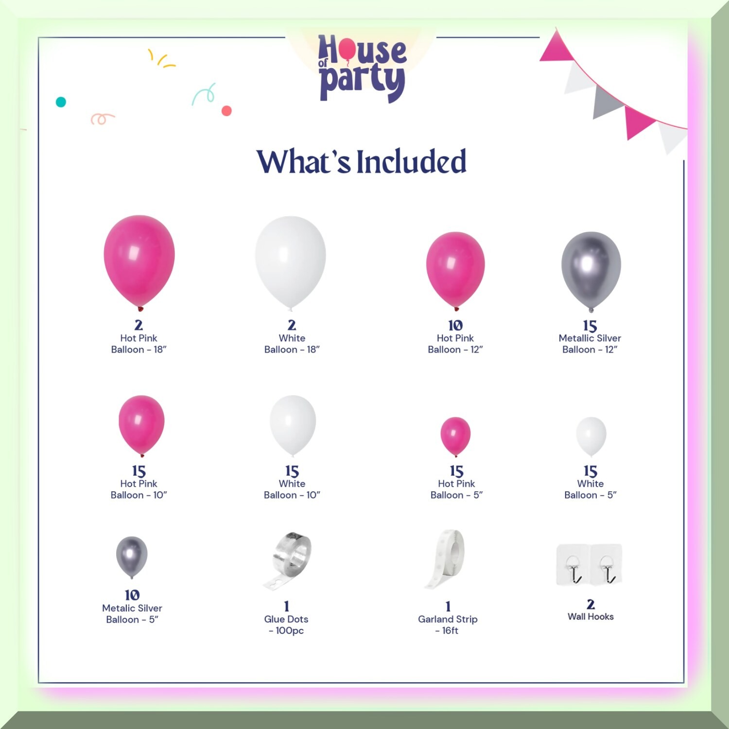 Vibrant Pink Balloon Garland Kit with Latex Balloons