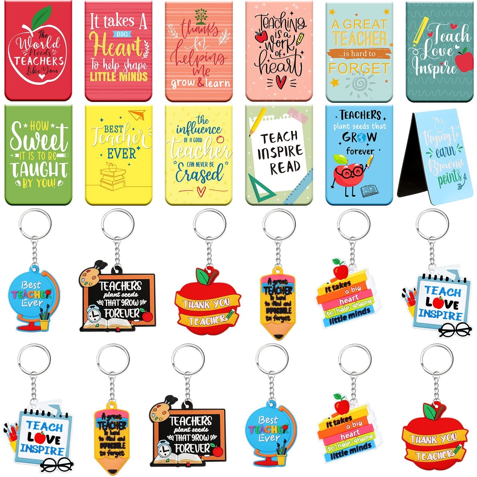 Geetery 24 Pcs Teacher Bookmarks Appreciation Gifts, 12 Appreciation Bookmark…