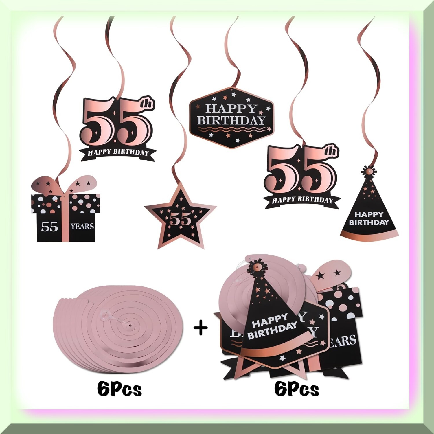 Golden Jubilee Rose Gold Swirl Decorations