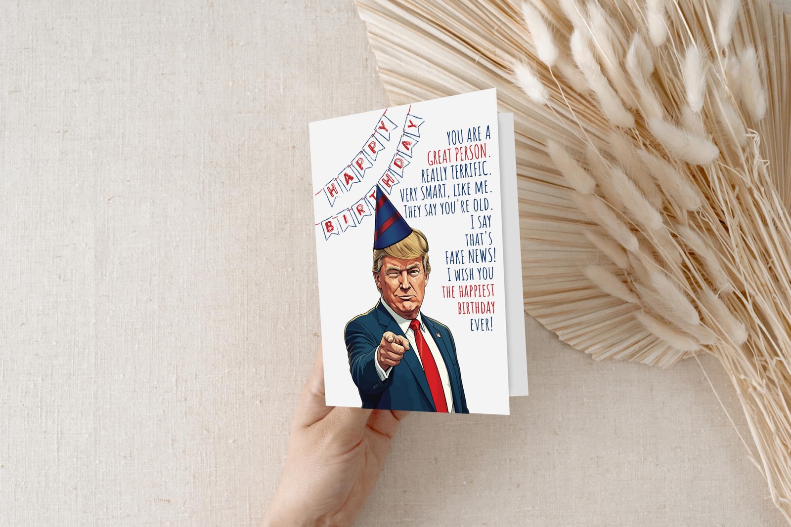 Funny Trump Birthday Card for Women Men – Humorous Donald Gift