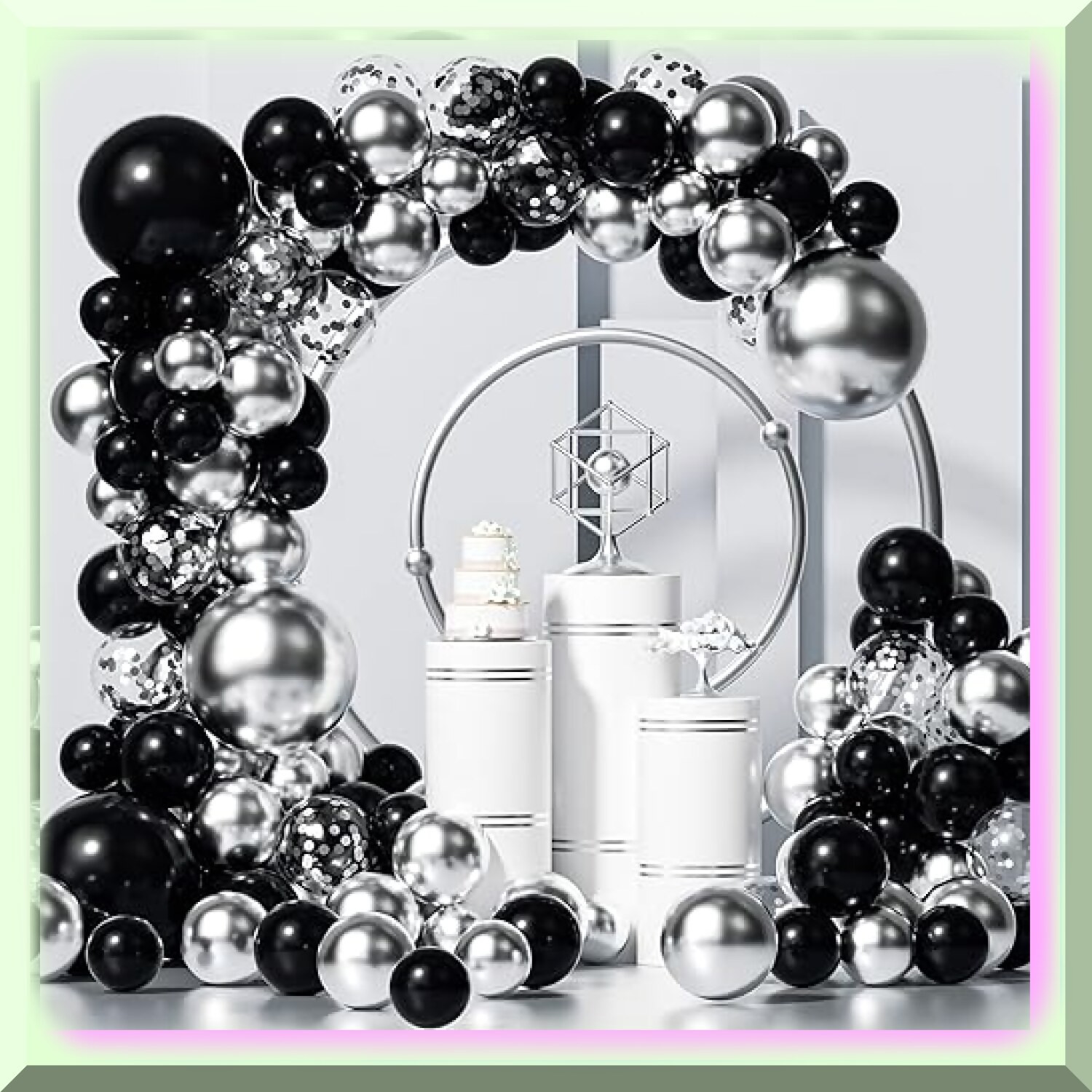 Black and Silver Balloon Set 138 Pieces