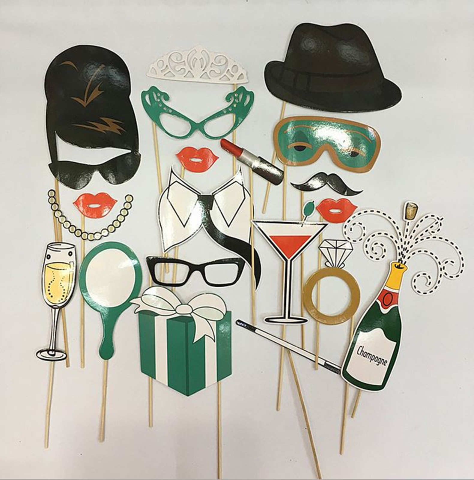 Gatsby Retro 20′ 30′ Mustache Party eye glass Selfie Photo Booth Prop Game Sign