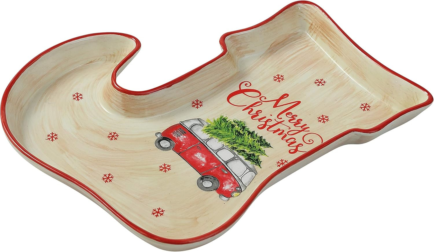 Merry Christmas Holiday Stocking Shaped 10″ Ceramic Accent Plate