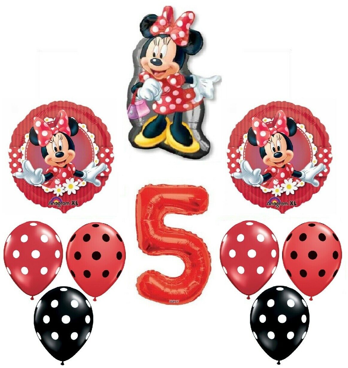 MAD About Minnie Mouse Red 5th Birthday Party Balloons Decorations Supplies Set