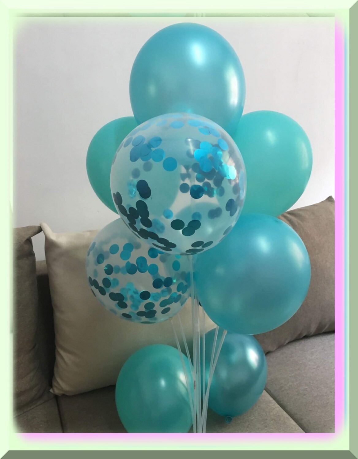 Turquoise Metallic Confetti Balloons 12-inch Pack of 20