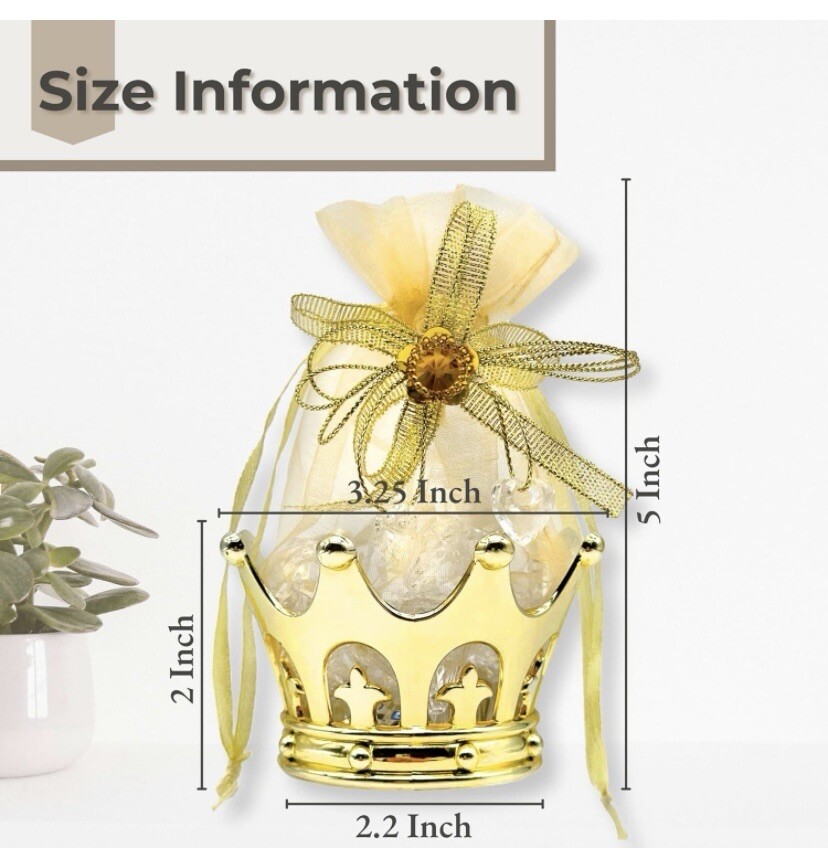 Crown Party Favor Container, 3-1/4-Inch x 2-1/2-Inch, 12-Count – Gold