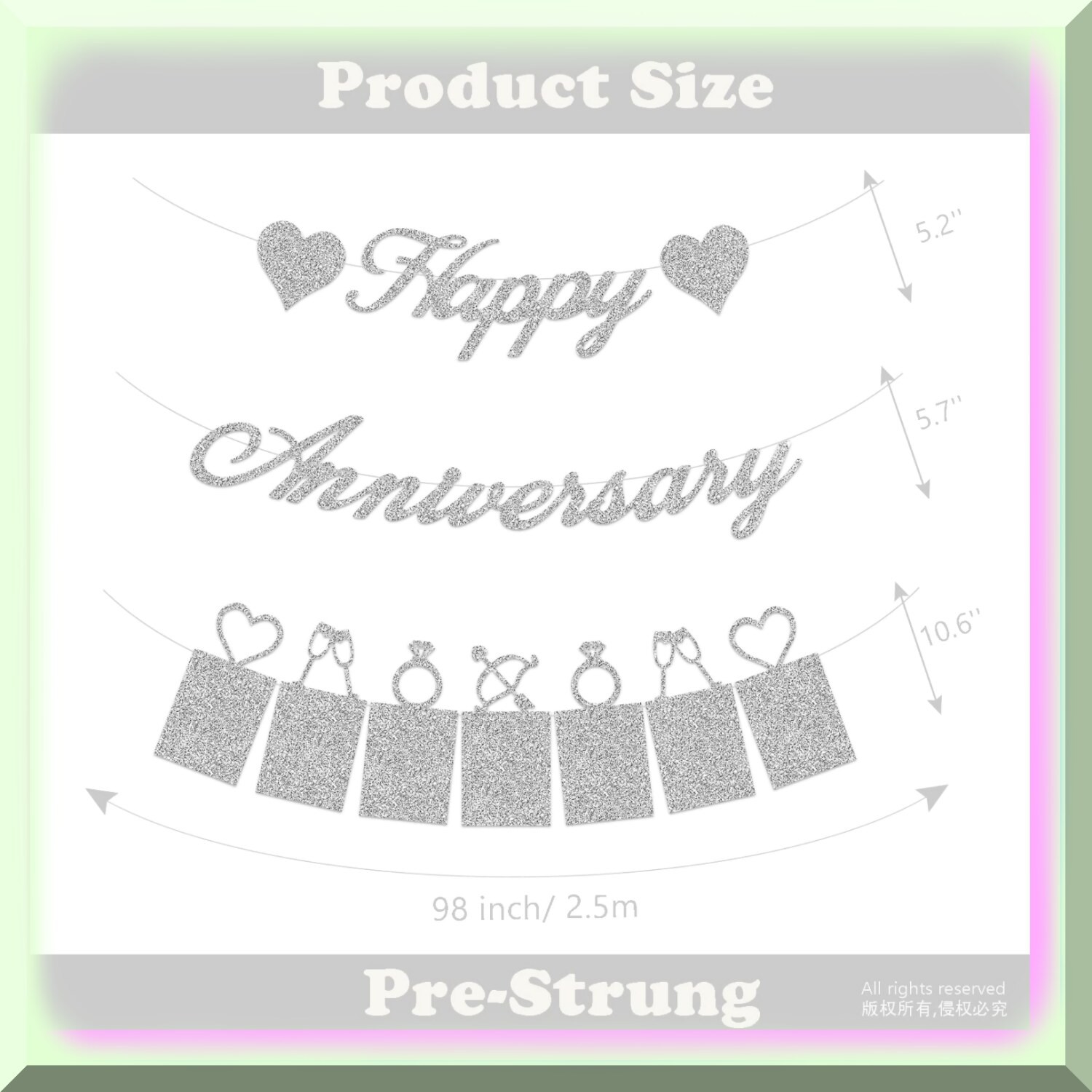 Silver Anniversary Party Decor Kit with Banner and Photo Display