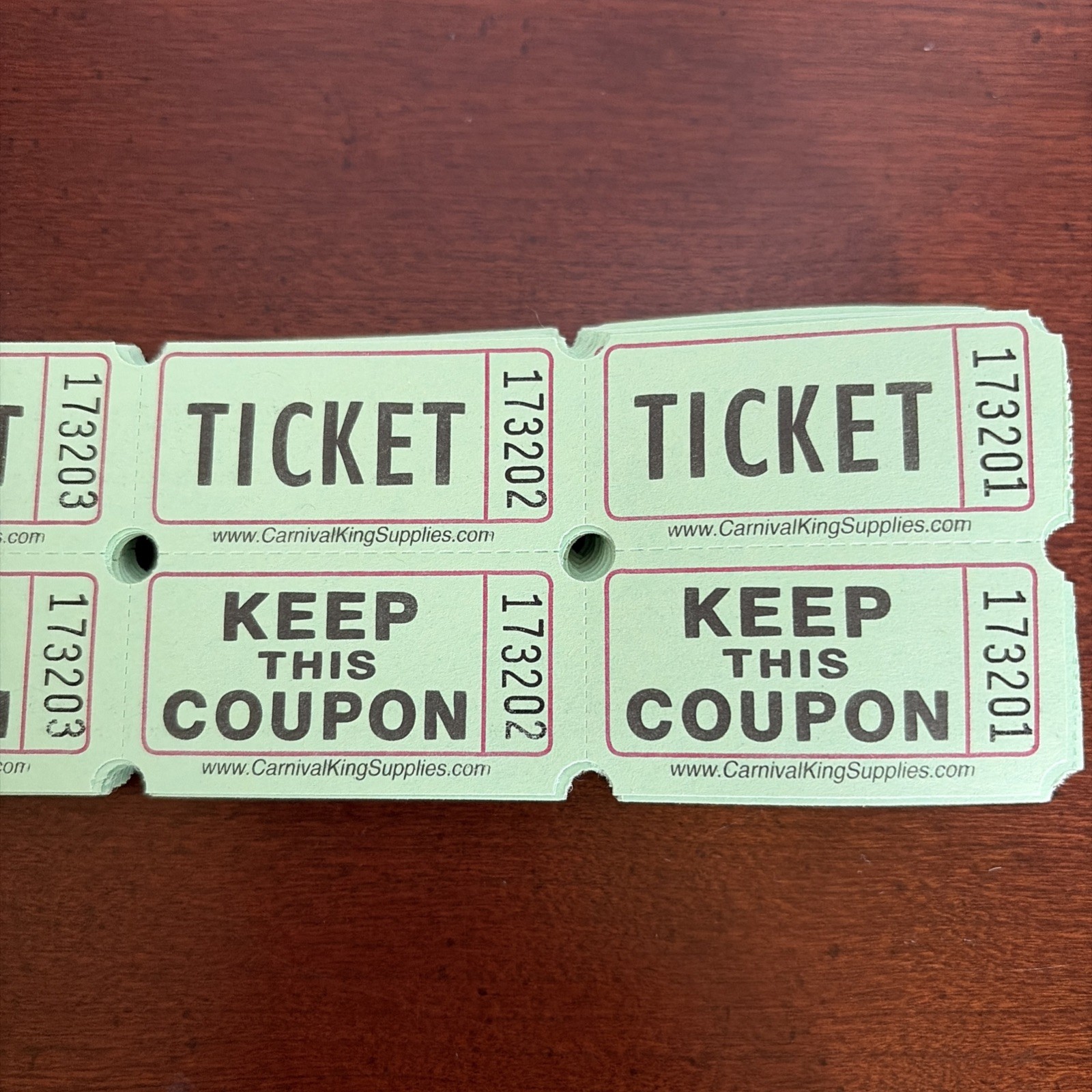Raffle Tickets 50 Flat Double Stub 50//50 Keep This Coupon Carnival Festival