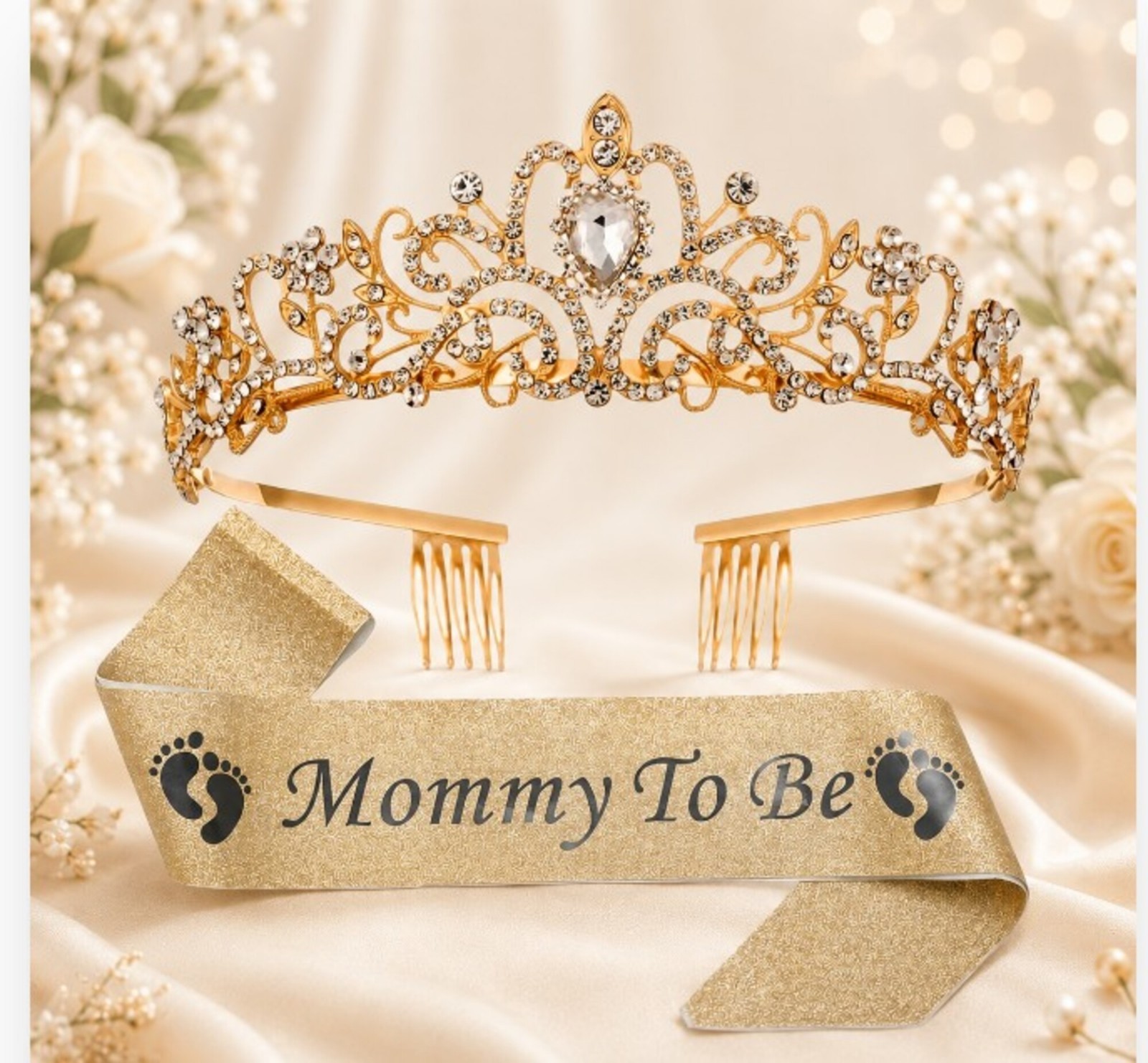 Mommy To Be Crown Set Baby Shower Party, Expecting Mon Party Decorations