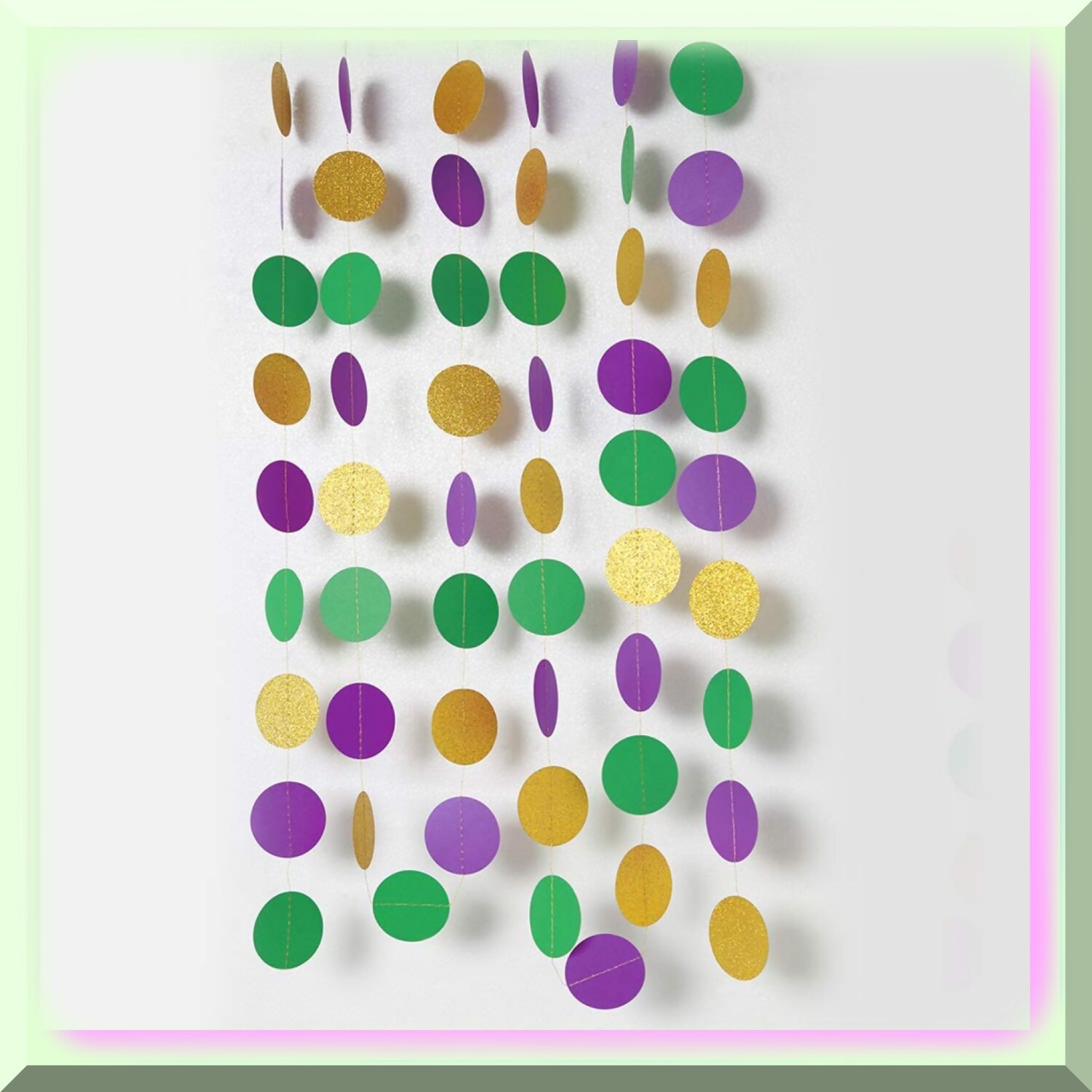 Vibrant Gold Purple Green Mardi Gras Circle Garlands