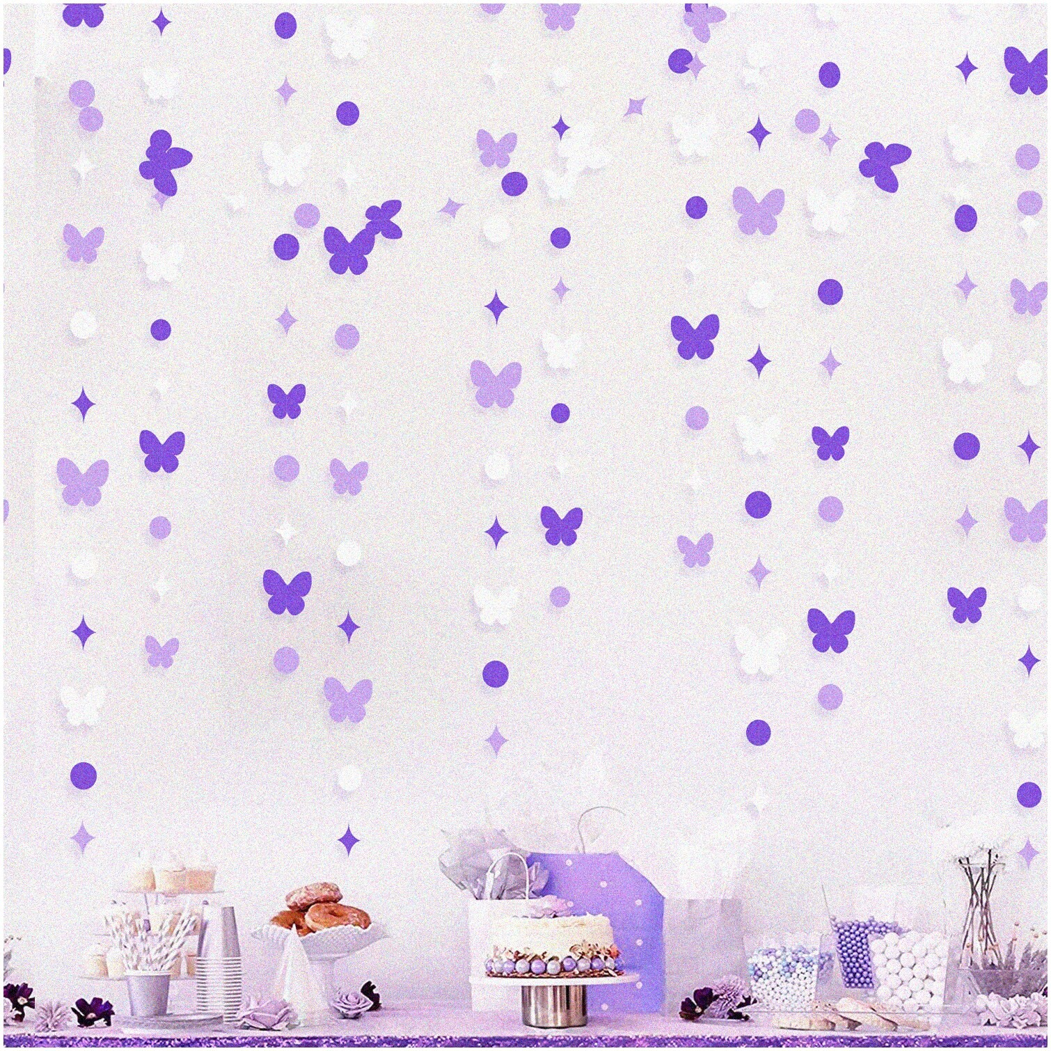 Lavender Butterfly Garland 40ft Party Decor