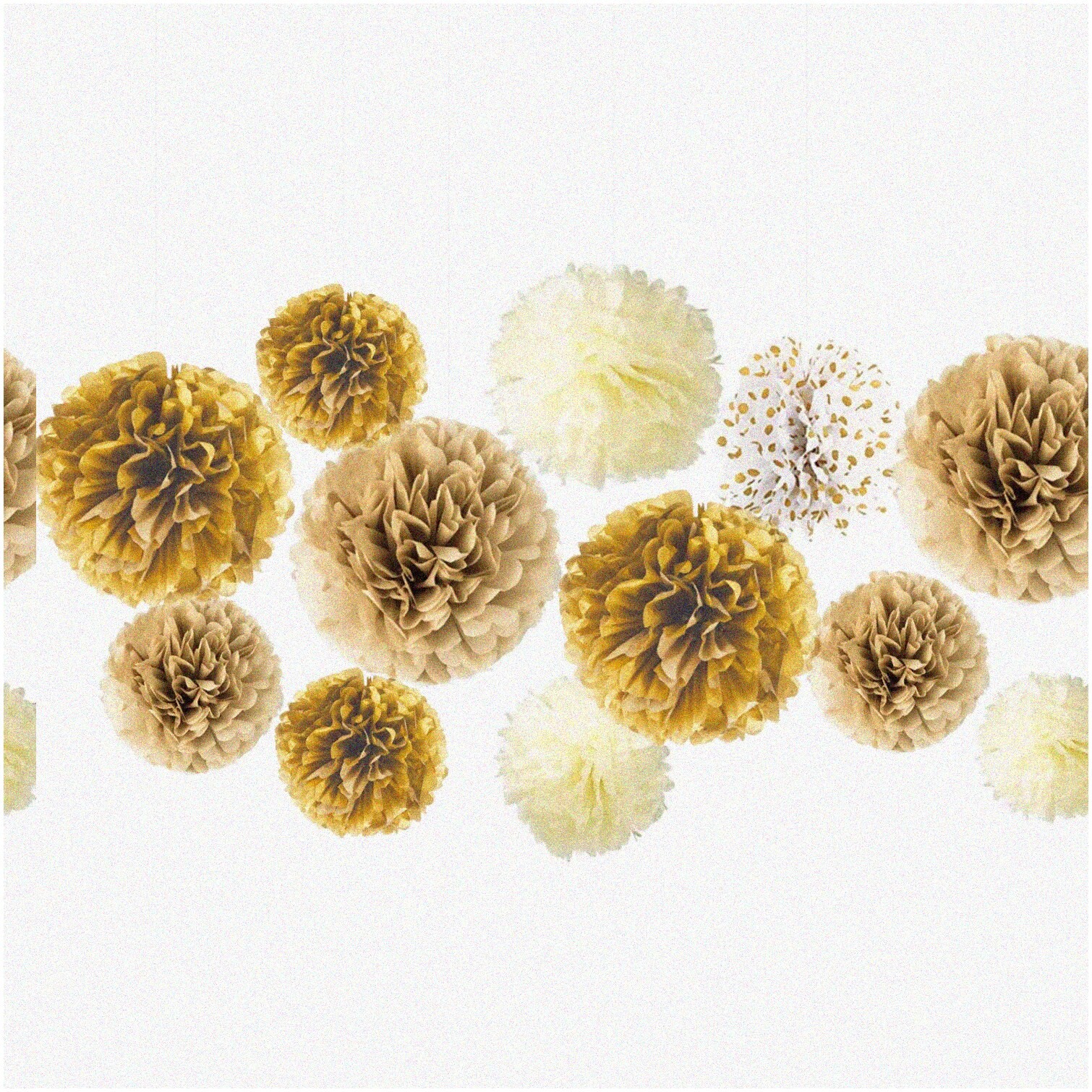 White Tissue Pom Pom and Flower Party Decorations Set