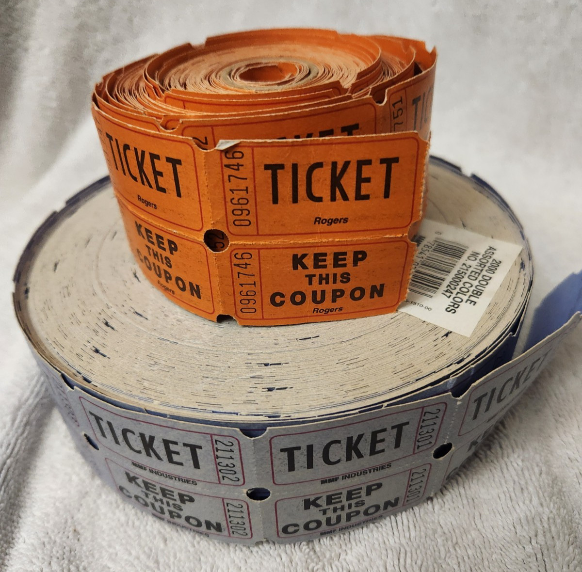 Raffle Tickets Roll of 2000 & some Orange 50/50 tickets-a few have been used