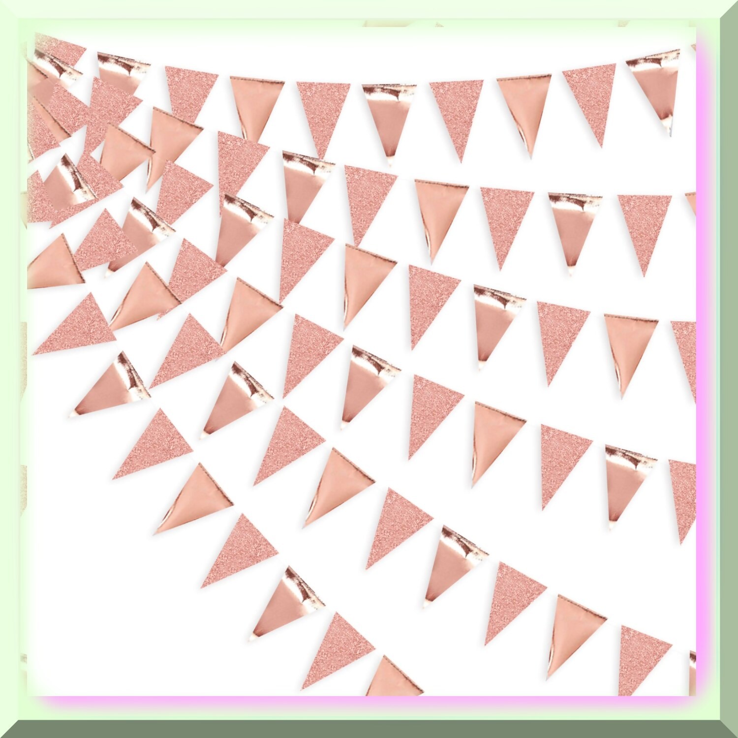 Rose Gold Triangle Banner 30ft Celebration Decoration