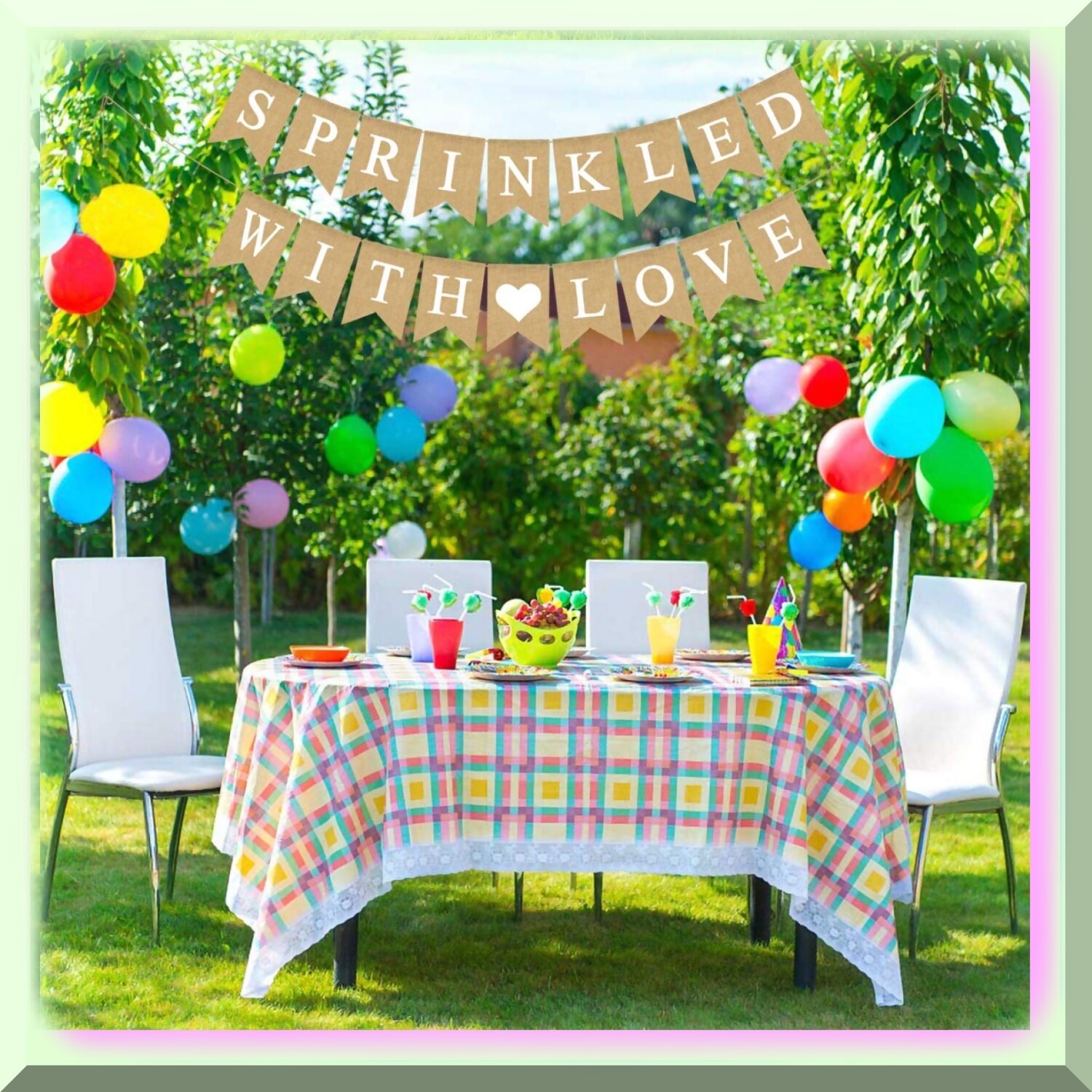 Gender Neutral Baby Shower Burlap Banner 2.5m