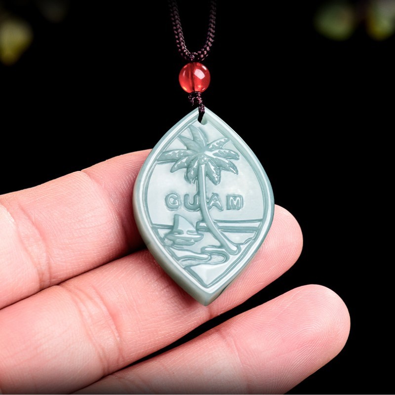 Jade Pendant Jadeite Travel Souvenir Gift Unisex Luck Amulet Handmade Carving