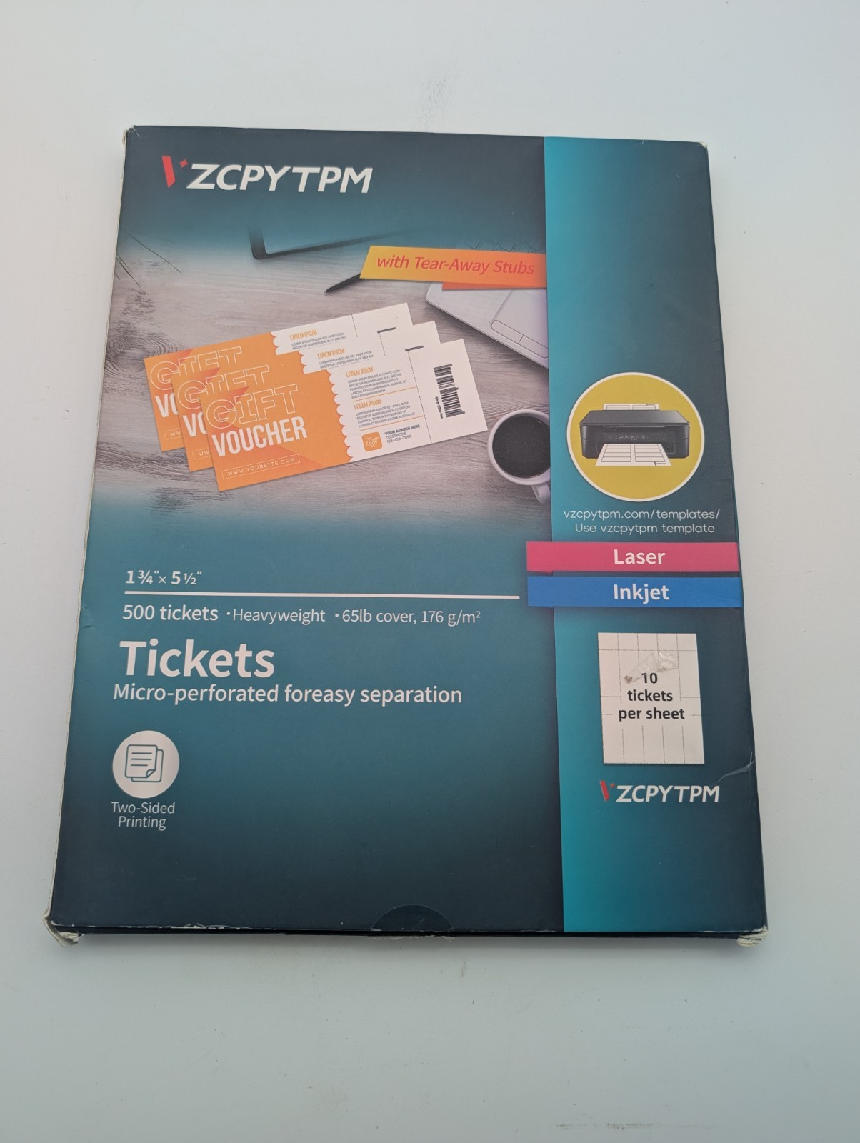 500 Printable Tickets with Tear-Away Stubs,1.75X5.5 Inch Custom Raffle Tickets f